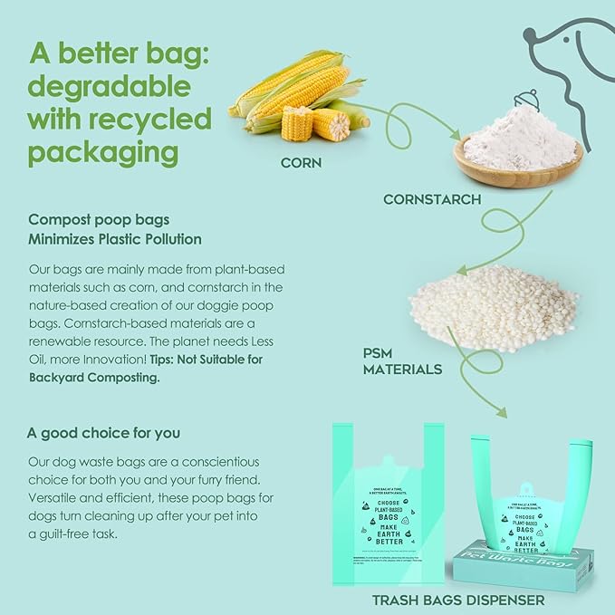 AYOTEE Pooper Scooper Bags Refill with EZ Tie Handle,100 Count, 38% Plant Based & 62% PE Heavy Duty Swivel Bin Pet Waste Bags for A&H, Cat Litter, Multi-Use, Large Unscented Dog Poop Bags