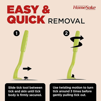 Homesake Tick Removal Tool for Dogs, Cats and Humans | Removes Entire Head & Body | Pain-Free Ticks Remover | 100% Chemical-Free | 2 Packs of 3