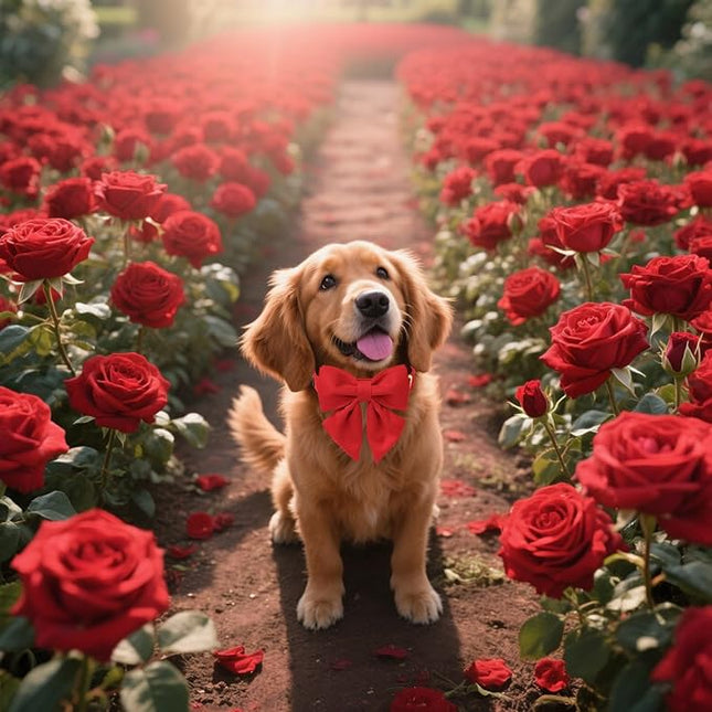 Maca Bates Red Dog Collar with Cute Solid Sailor Bow Tie for Medium Girl Boy Dogs,Girly Adjustbale Durable Breakaway Soft Collars with Bowtie for Female Male Puppy,Pet with Metal Buckle