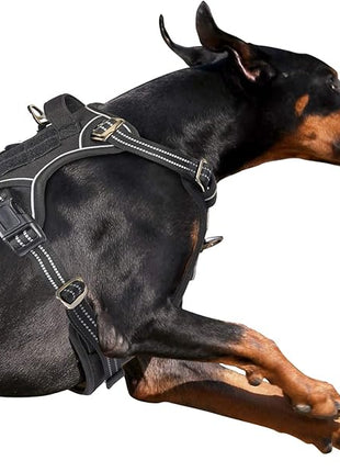 BUMBIN Tactical Dog Harness for Large Dogs No Pull, Famous TIK Tok No Pull Dog Harness, Fit Smart Reflective Pet Walking Harness for Training, Adjustable Dog Vest Harness with Handle Black XL