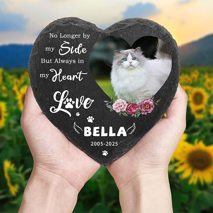 Dog Memorial Gifts for Loss of Dog Cat,Personalized Pet Memorial Stone with Photo Name,Custom Pet Remembrance Gifts,Cat Memorial Sympathy Gift,Dog Passing Away Gifts,Memorial Plaques for Dogs