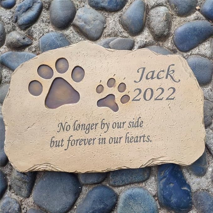 Personalized Pet Memorial Stones Dog Memorial Stones, Paw Prints Pet Dog Grave Markers Garden Stones Loss Stones Engraved with Name and Quote, Pet Dog Grave Stones Headstones for Dog Loss Cat Loss