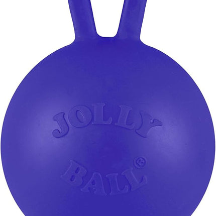 Jolly Pets Tug-n-Toss Heavy Duty Dog Toy Ball with Handle, 4 Inches/Petite, Blue (404 BL),Small Breeds