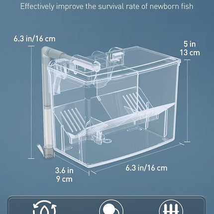 Pawfly Aquarium Breeding Box Fish Tank Hatchery Incubator Acrylic Breeder Box for Baby Fish Shrimp Betta Clownfish Small Isolation Box for Aggressive Fish Guppy
