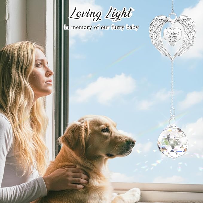 Dog Memorial Gifts for Loss of Dogs, Pets Loss Sympathy Gift,Dog Memorial Suncatcher, Pet Bereavement Remembrance Crystal Ball Suncatcher Gifts