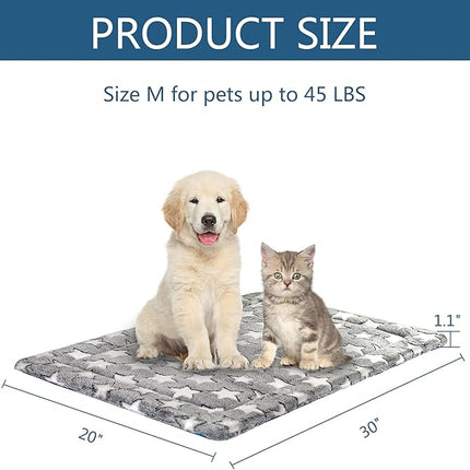 KROSER Fancy Dog Crate Pad - Reversible (Cool & Warm), Machine Washable, Suitable for Small to XXX-Large Dogs, Grey, Navy, Star Pattern