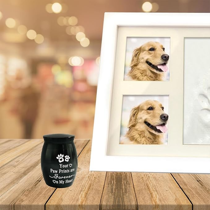 Small Pet Urns for Dogs Ashes Mini Urn Dog Ashes Cremation Keepsake Pet Memorial Urns Gift，Black