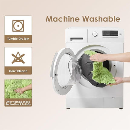 EHEYCIGA Fluffy Dog Crate Bed for Medium Dogs, Plush Faux Fur Crate Pad, Calming Anti Anxiety Medium Dog Bed, Washable Soft Warm Mat with Non-Slip Bottom, Green