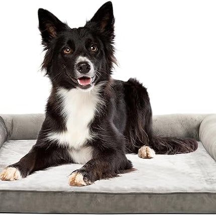 Amazon Basics Dog Bed with Cooling Gel Memory Foam, Pressure-Relief Support for Dogs up to 55lbs, Non-Slip Bottom, Machine Washable Cover, Large Sized (36" x 27"), Taupe