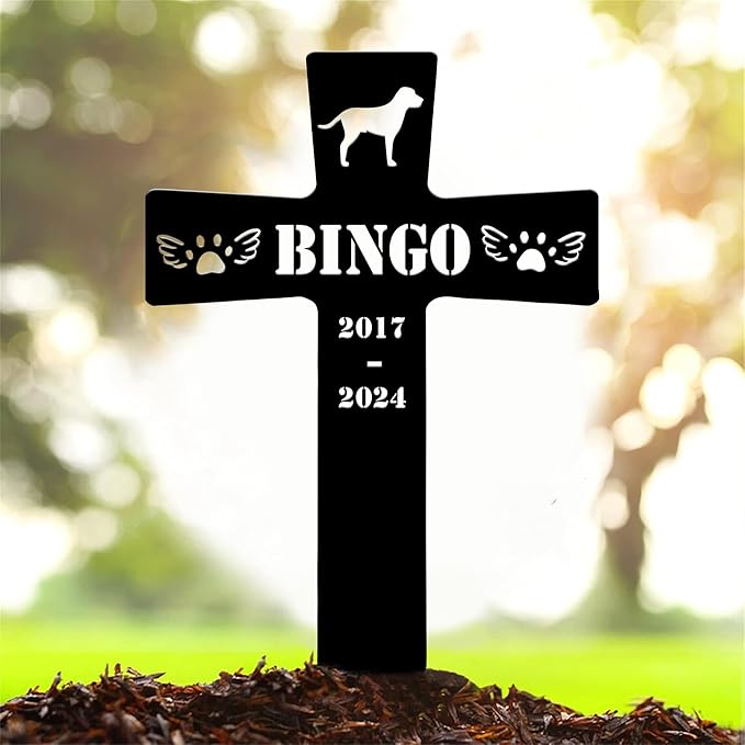 Personalized Metal Dog Grave Markers Stake, Pet Memorial Outdoor Garden Sign Plaque, Custom Pets Name Marker for Cemetery, Pet Loss Sympathy Gift