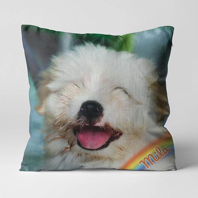 Custom Pet Memorial Throw Pillow with Photo, Personalized Sympathy Gifts for Dog Cat Loss, Pet Memorial Gifts for Pet Loss, Birthday, Christmas, (16x16 Inch)