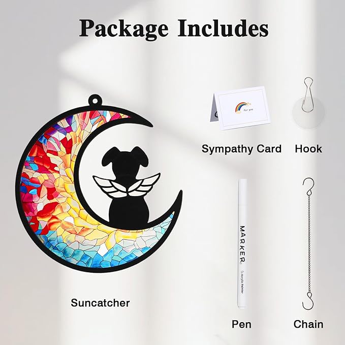 Dog Memorial Suncatcher, Dog Memorial Gifts for Loss of Dogs, Custom with Name Date Pet Sympathy Gifts for Grief Puppy Lovers, Personalized Pet Remembrance Ornaments for Window Hanging