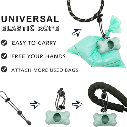 Dog Poop Pickup Bags Holder Dispenser with 1 Roll Random Color Leak-proof Scented Doggy Waste Bags and Carabiner with Safety Lock Plus Hook and Loop Fastener Never Loose on Leash Lead Again (Blue)