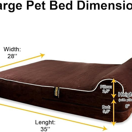 KOPEKS Dog Bed Replacement Cover Memory Foam Beds - Large - 35.0" L x 28.0" W (Brown, Large)