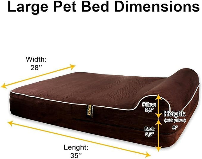 KOPEKS Dog Bed Replacement Cover Memory Foam Beds - Large - 35.0" L x 28.0" W (Brown, Large)