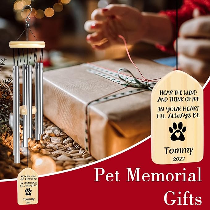Dog Memorial Gifts, Jocidea Personalized Pet Memorial Wind Chime, Loss of Dog Sympathy Gift, Pet Remembrance Gifts, in Memory of Dog Cat, Loss of Pet - Hear The Wind