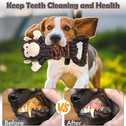 Plush Dog Toy with Crinkle Paper, Tug of War Pull Interactive Toys for Puppies to Large Dogs