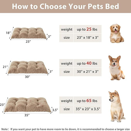 BFPETHOME Dog Beds for Large Dogs, Plush Dog Crate Bed Fluffy Cozy Kennel Pad for Sleeping &Ease Anxiety, Washable Pet Mats with Anti-Slip Bottom for Large Dogs, Brown
