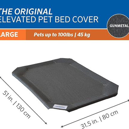 Coolaroo The Original Elevated Pet Bed Replacement Cover, Large Gunmetal , 51"L x 51"W x 0.3"Th