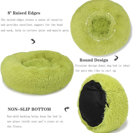 Calming Dark Gray Dog Bed for Medium Dogs - 30 Inch Washable Anti-Anxiety Bed