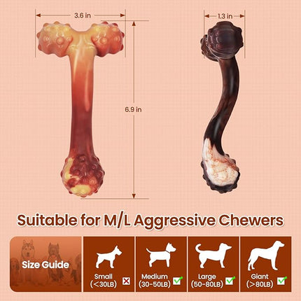 WinTour Indestructible Dog Bones for Aggressive Chewers, Tough Dog Toys for Aggressive Chewers, Durable Chew Toys for Medium & Large Breed, Heavy Duty, Strong & Indestructible Bones for Super Chewers