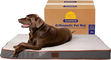 Sunheir Extra Large Dog Bed - Orthopedic Bed with Removable Waterproof Cover, Machine Washable, Egg Crate Foam, XL(41"X27"X3"), Light Grey