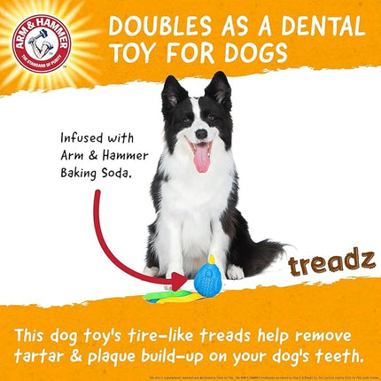 Arm & Hammer for Pets Super Treadz Large Rooster Dental Chew Toy for Dogs- Dog Dental Toys Help Reduce Plaque & Tartar Buildup Without Brushing - Safe for Dogs up to 35 Lbs - 2 Pack
