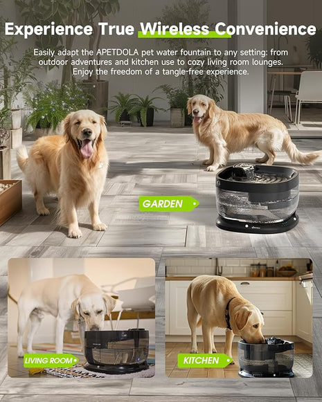 Wireless Dog Water Fountain,Battery Operated Dog Water Dispenser with Motion Sensor, 237 oz/ 7L Cordless Fountain Water Bowl 3 Work Modes for Large Dogs Cats Multi-Pets - FP30