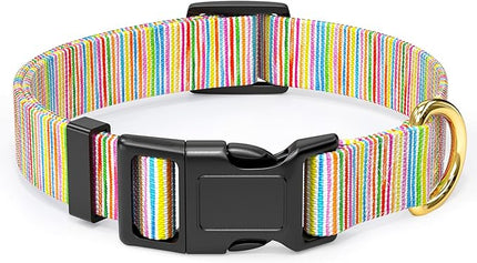 Rnivvi Dog Collar for Small Dogs, Cute Heavy Duty Adjustable Puppy Collar with Quick Release Buckle for Boy Girl & Female, Pet Accessories for Walking Running, S Length 3/4" Width, Watercolor Art