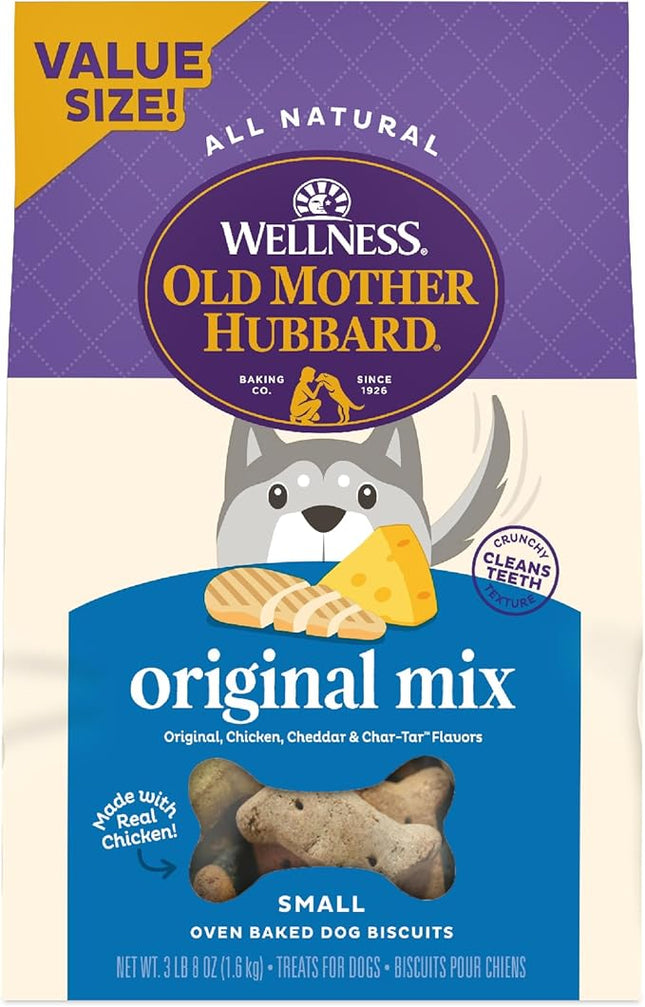 Old Mother Hubbard Wellness Original Mix Dog Biscuits, Natural, Training Treats, Four Flavors, Small Size, (3.8 Pound Bag)