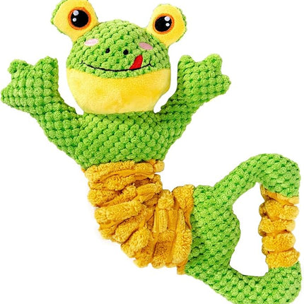 Dog Tug Toy, Durable Dog Toys Large Breed, Tug of War Dog Squeaky Toy, Stuffed Plush Dog Toys with Crinkle Paper for Small, Middle, and Big Dogs(Tug of War Series, Frog)