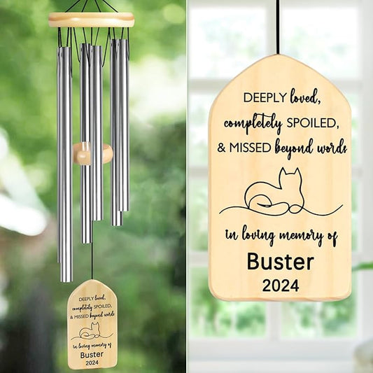 Cat Memorial Gifts for Loss of Cat, PEMIRSAYO Pet Memorial Wind Chime, Pet Memorial Gifts for Cats, Loss of Cat Sympathy Gift, Cat Remembrance Gift, Pet Loss Gifts