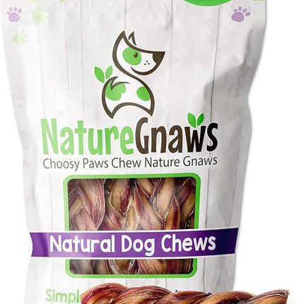 Nature Gnaws Braided Bully Sticks for Dogs 5-6" (3 Count) - Long Lasting for Small and Medium Dogs - Natural Beef Dog Chew Bones - Rawhide Free