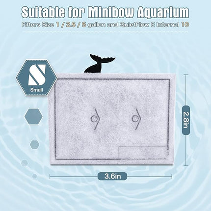 6 Packs Small Filters Cartridges Compatible with Aqueon Small Filter Carbon Filter Cartridge Compatible with Aqueon QuietFlow E Internal Power Filter 10 and 1/2.5/5 Gallon Minibow Aquarium Filters
