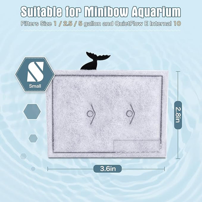6 Packs Small Filters Cartridges Compatible with Aqueon Small Filter Carbon Filter Cartridge Compatible with Aqueon QuietFlow E Internal Power Filter 10 and 1/2.5/5 Gallon Minibow Aquarium Filters