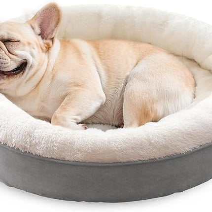 Love's cabin Round Donut Cat and Dog Cushion Bed, 30in Pet Bed for Medium or Large Dogs, Anti-Slip & Water-Resistant Bottom, Soft Durable Fabric Pet beds, Washable Calming Cat & Dog Bed Grey