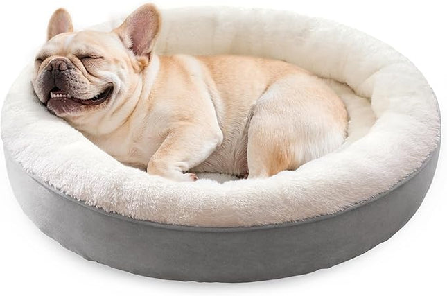 Love's cabin Round Donut Cat and Dog Cushion Bed, 30in Pet Bed for Medium or Large Dogs, Anti-Slip & Water-Resistant Bottom, Soft Durable Fabric Pet beds, Washable Calming Cat & Dog Bed Grey