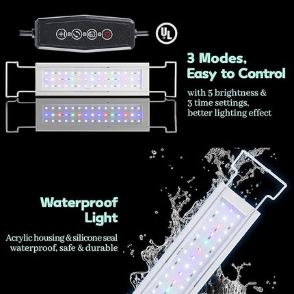 Rimless Glass Aquarium Starter Kit (3 Gal), Ultra Clear Low Iron Glass Fish Tank Set, Small Beta Fish Tank & Filter with Surface Skimmer & 3-Mode LED Light