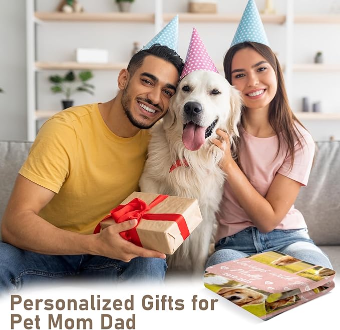 Pet Memorial Blanket Gifts, Personalized Dog Blanket with Pictures Name, Pet Memorial Gifts for Loss of Dog Cat, Custom Pet Throw Blanket for Pet Lover, Pet Loss Sympathy Gifts, Bereavement Gifts