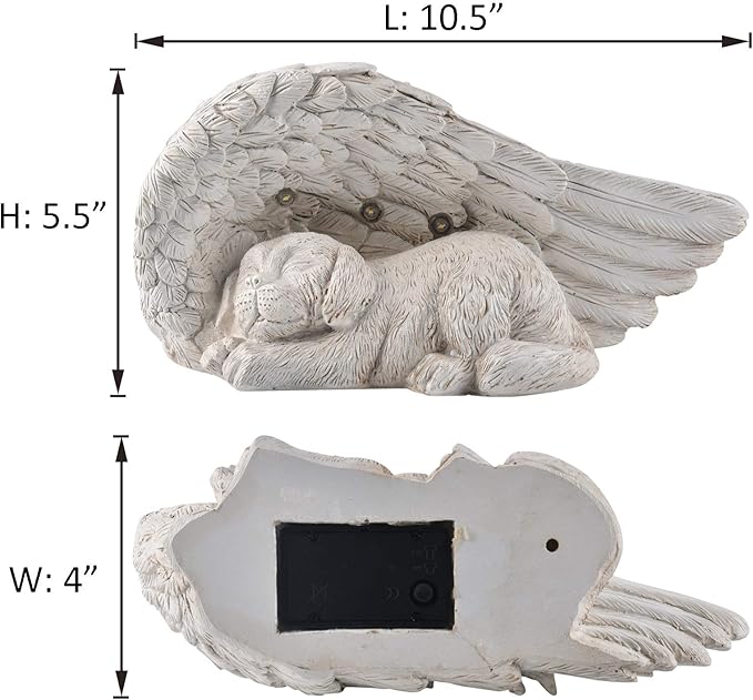 LEWIS&WAYNE Dog Pet Memorial Stones Gifts, Antique Effect Pet Loss Sympathy Remembrance Gifts with Solar Light Grave Markers Dog Statue Garden Decor Outdoor