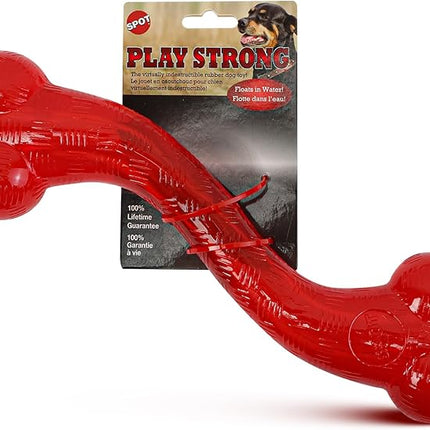 SPOT Play Strong S Bone - Durable TPR, Long Lasting Dog Chew for Aggressive Chewers, Hollow Center to Hide Treats, Virtually Indestructible Toy for Large Dogs & Puppies up to 90lbs - 12 inch