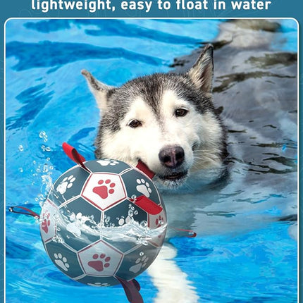 QDAN Dog Toys Soccer Ball with Straps, Durable Giant Dog Balls, Outdoor Dogs Toys, Herding Ball, Birthday Gifts (10 Inch)