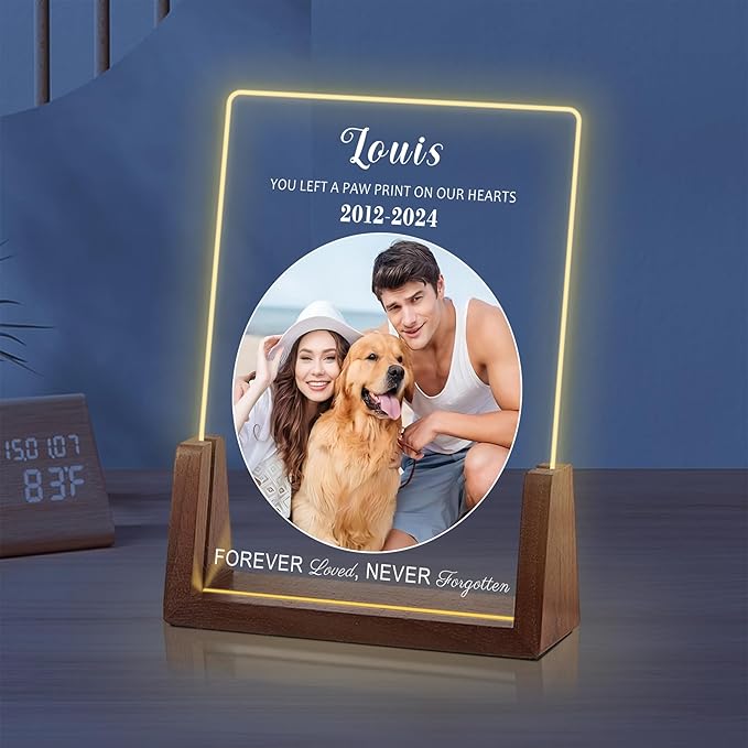 Custom Pet Memorial Gifts for Dogs, Dog Memorial Gifts for Loss of Dog, Dog Memorial Night Light, Cat Loss Sympathy Gifts, Dog Memorial Gifts for Loss of Dog, Pet Gift Acrylic Plaque