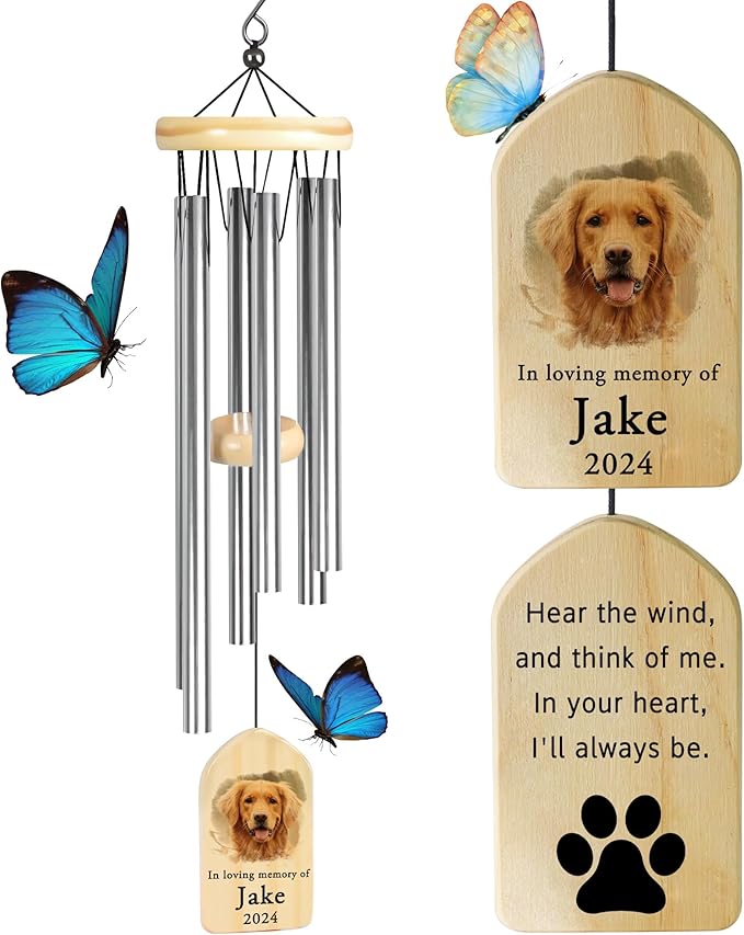 Dog Memorial Gifts for Loss of Dog, PEMIRSAYO Pet Memorial Wind Chime, Pet Memorial Gifts, Pet Loss Gifts, Loss of Dog Sympathy Gift, Pet Bereavement Gifts Dog, Dog Passing Away Gifts