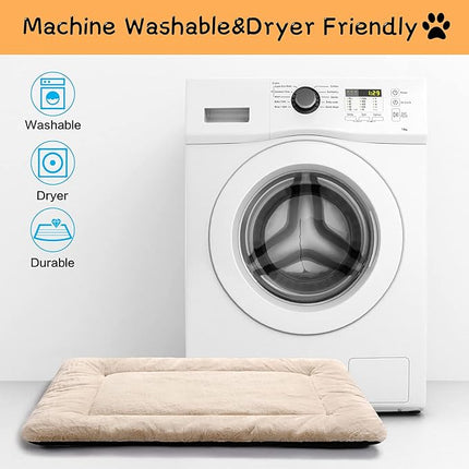 Dog Beds Crate Pad for Medium/Large Dogs Ultra Soft Dog Crate Bed Washable & Anti-Slip Kennel Pad for Dogs Cozy Sleeping Mat,Cream 36inch
