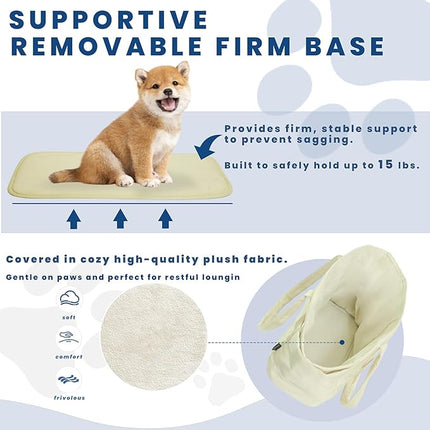 Lightweight Dog Purse Carrier for Small Dogs Under 15 lbs, Puffy Quilted Pet Carrier Tote for Puppies with Safety Leash Clip, Women's Hands-Free Dog Carrier Bag for Travel/Shopping (Beige)