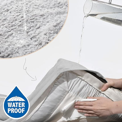 Comfort Expression Orthopedic Dog Bed for Large Dogs 38x25 Inch, Waterproof Egg Crate Foam Large Pet Bed with Removable Bolsters, Dog Couch with Washable Cover & Non-Slip Bottom, Grey White