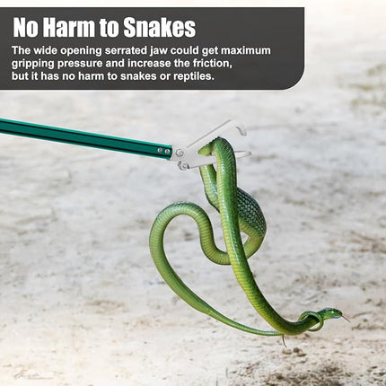 60" Snake Grabber Tongs,Extendable Snake Tong Reptile Grabber Rattle Snake Catcher Wide Jaw Handling Tool-Green
