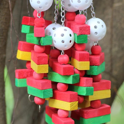 Bird Chewing Toy Large Medium Parrot Cage Bite Toys African Grey Macaws Cockatoos Eclectus Amazon (Apple-22inch)