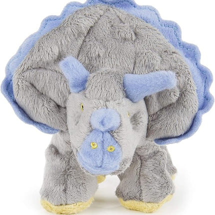 goDog Dinos Frills Squeaky Plush Dog Toy, Chew Guard Technology - Gray, Small